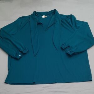 Fire Islander Elegant Teal Women's Blouse - Size 48